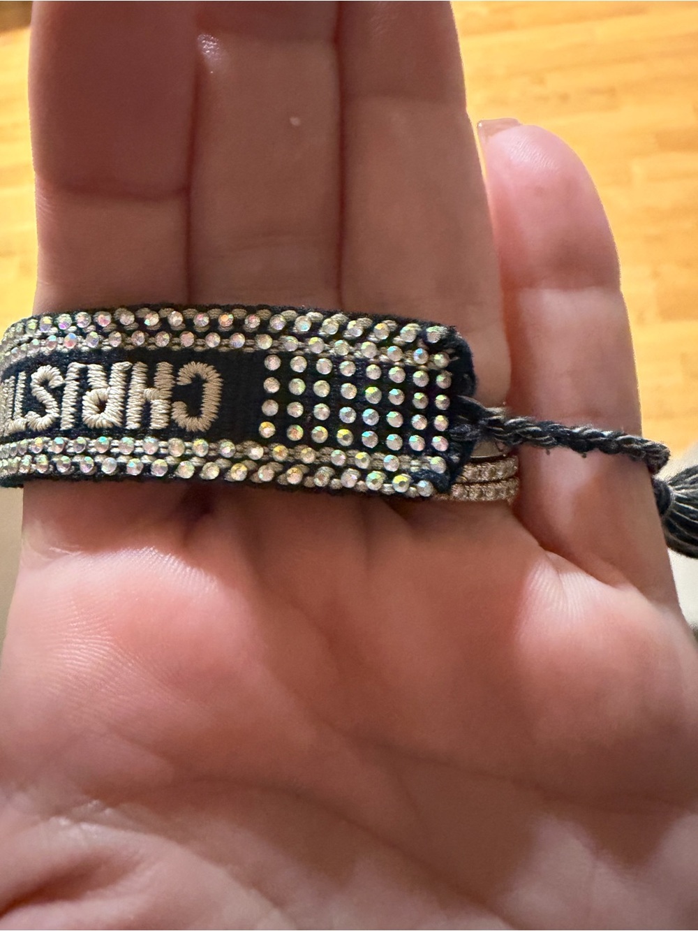 Dior Black and White embellished sparkly Logo Bracelet - Picture 9 of 14